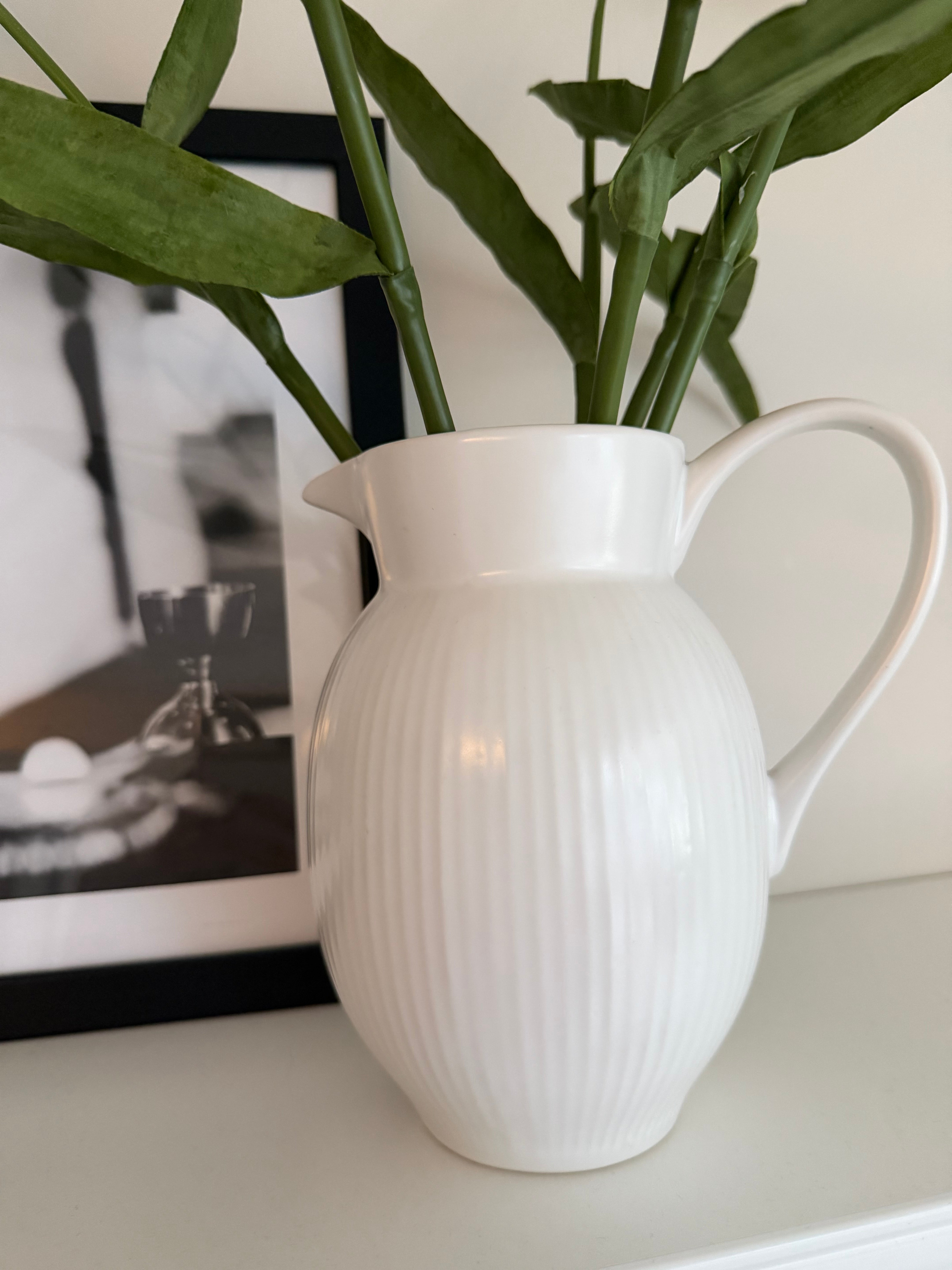 White Ribbed Jug