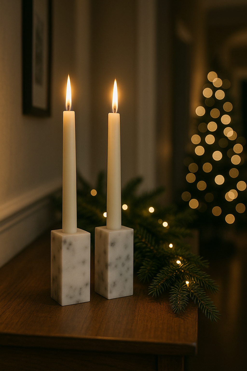 12cm Marble Taper Candle Holder