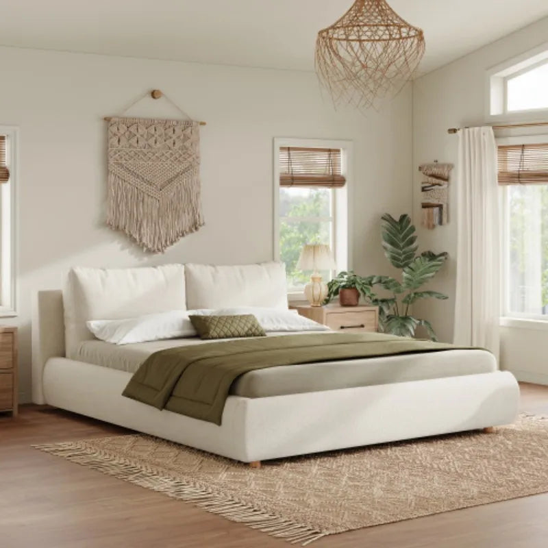 Boucle Ottoman Double Storage Bed