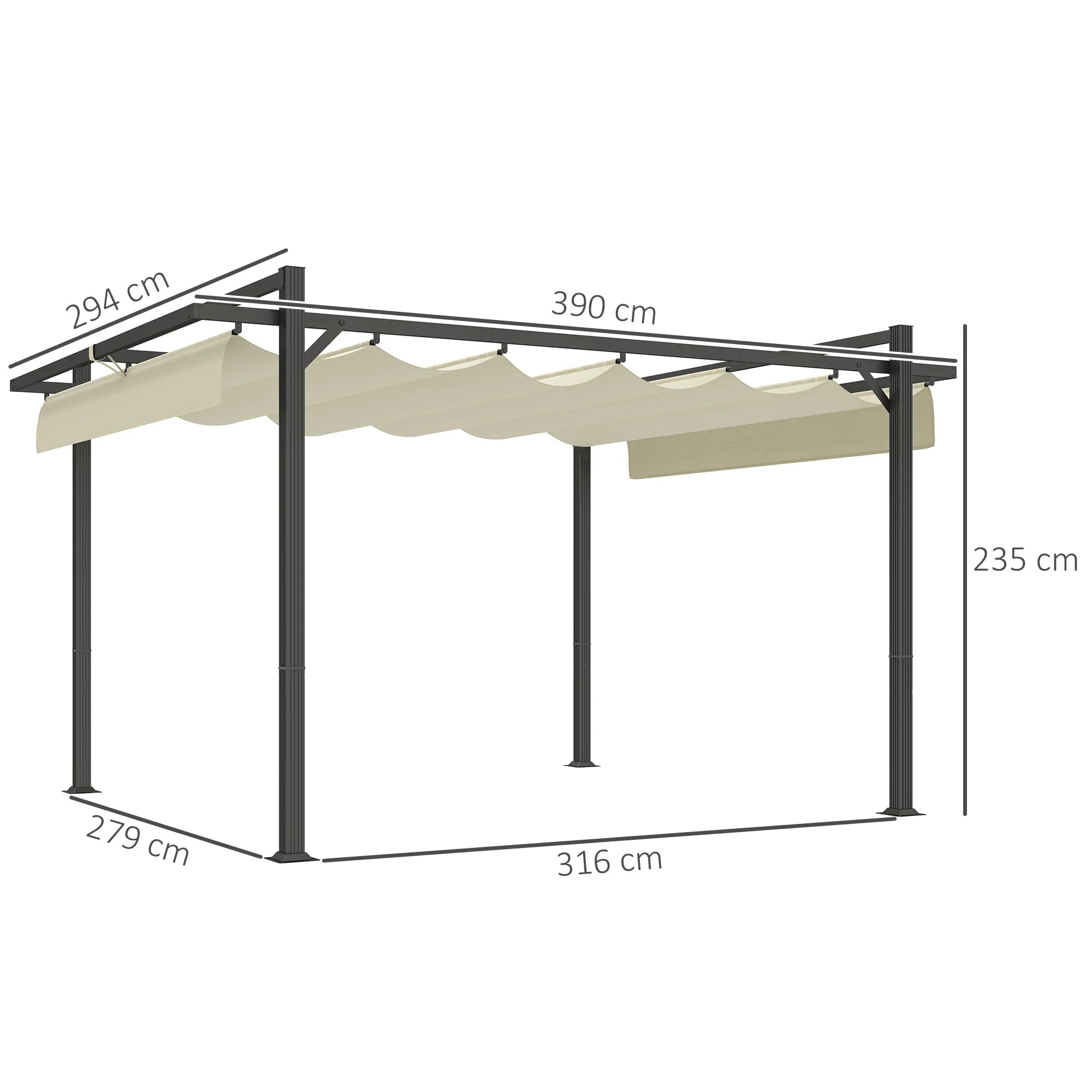 3 x 4m Pergola With Retractable Roof Canopy