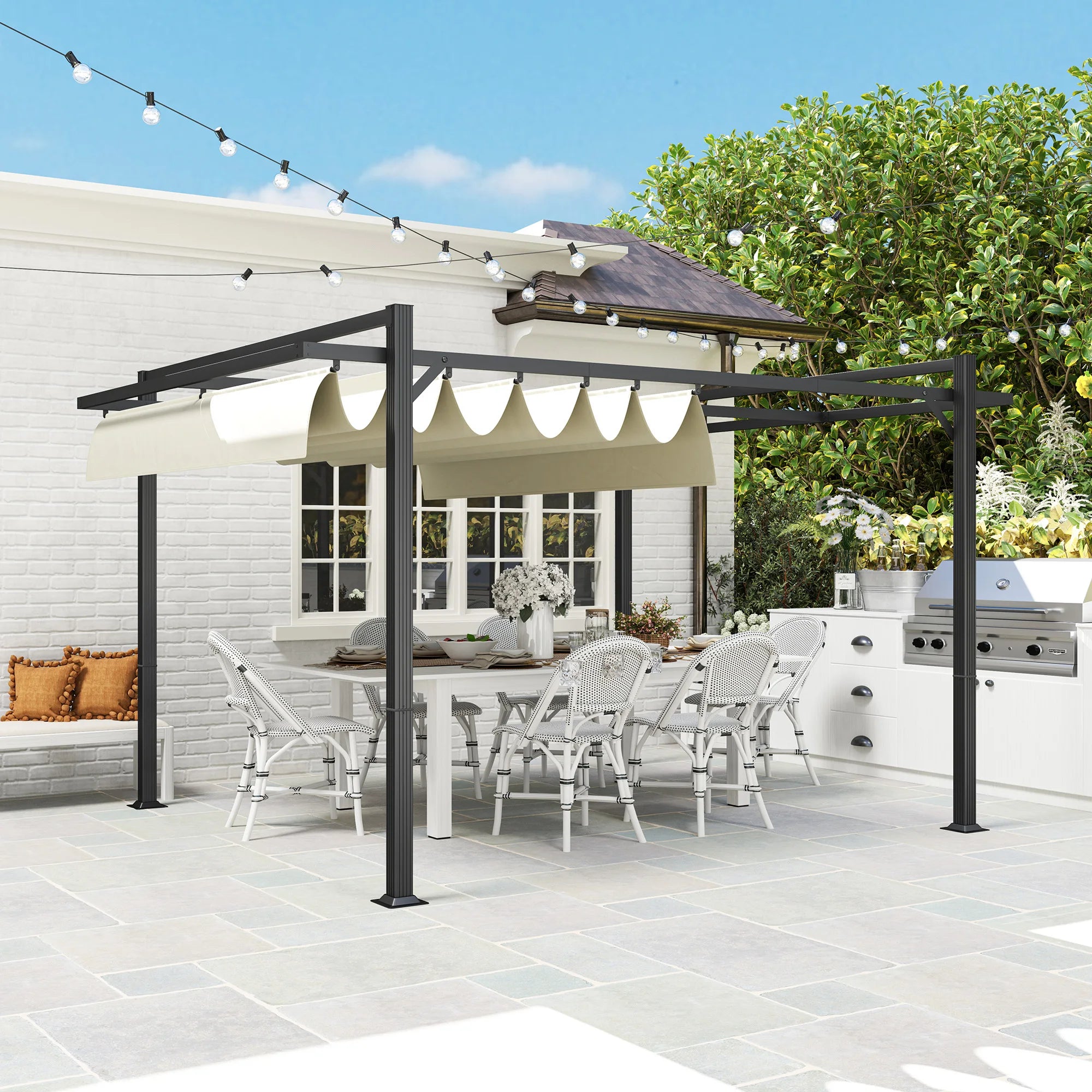 3 x 4m Pergola With Retractable Roof Canopy