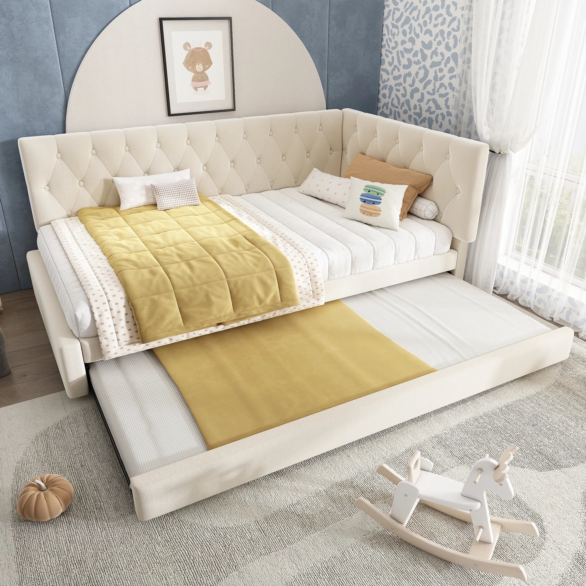 Upholstered Pull-Out Ottoman Daybed