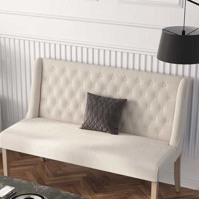 Beige Upholstered Bench