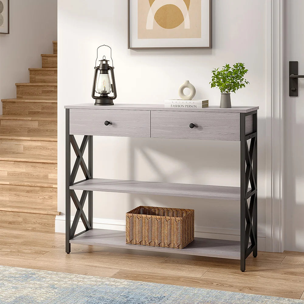 Rustic Grey Wooden Console Table
