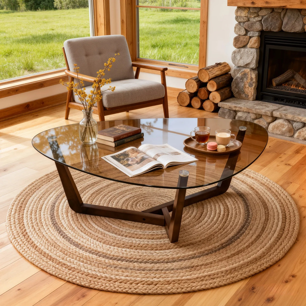 Triangular Smoked Coffee Table
