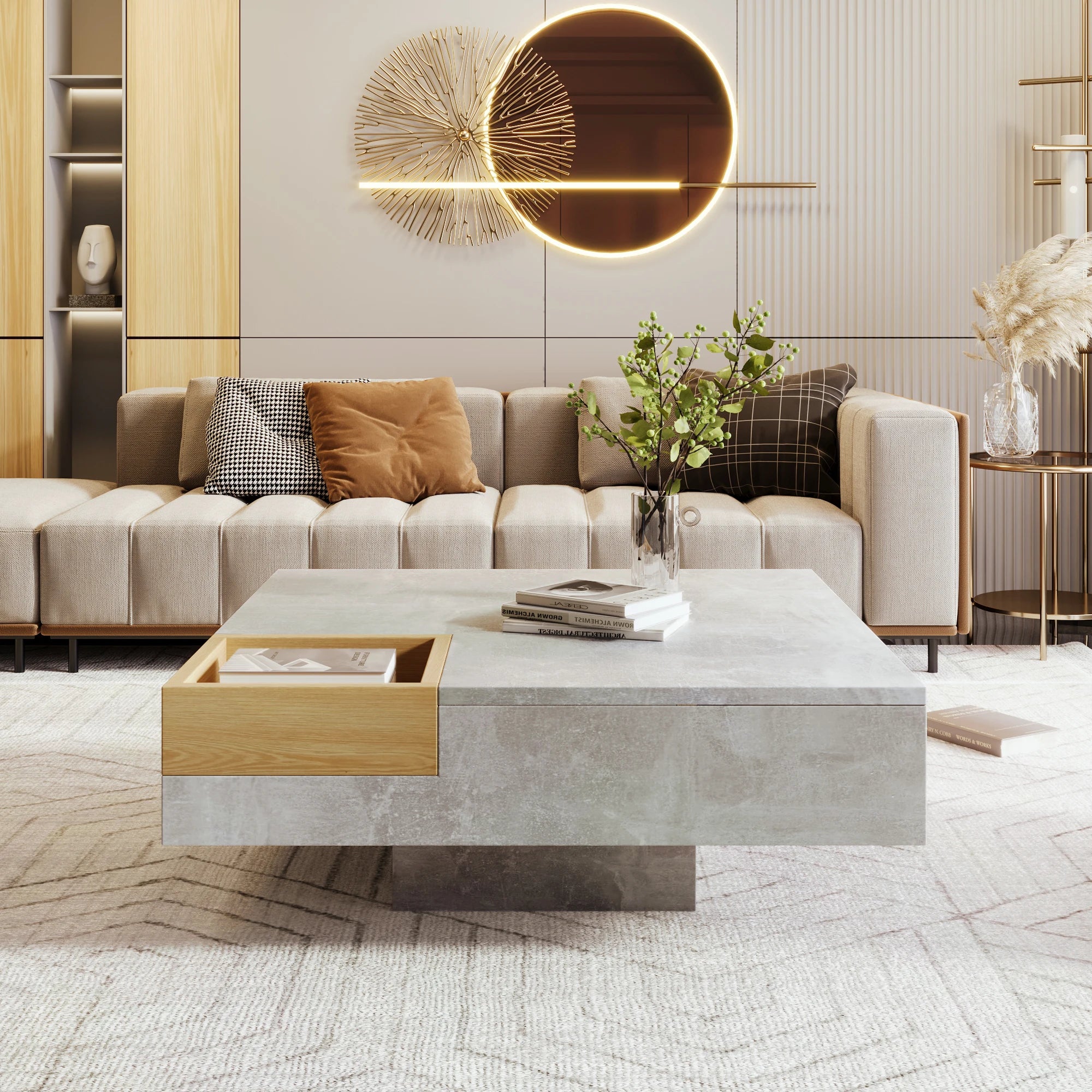 Concrete Style Grey Coffee Table