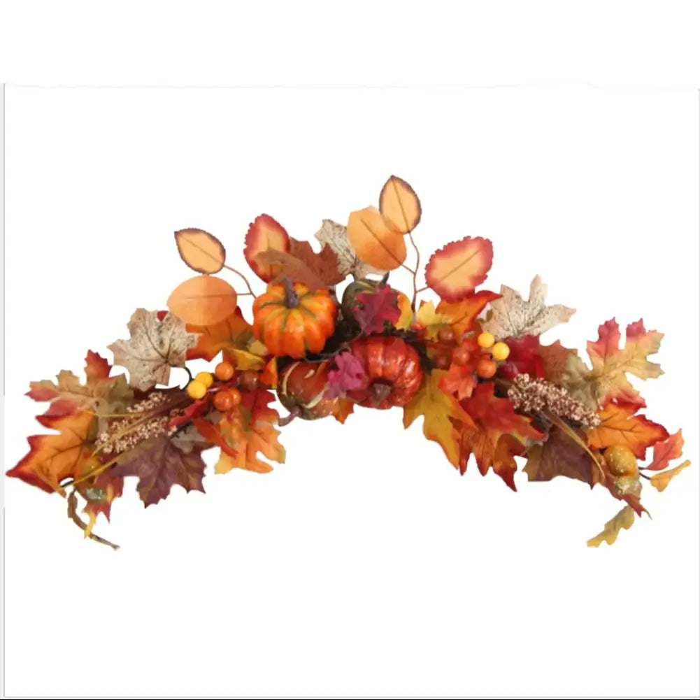 60CM Halloween Fall Maple Pumpkin Wreath