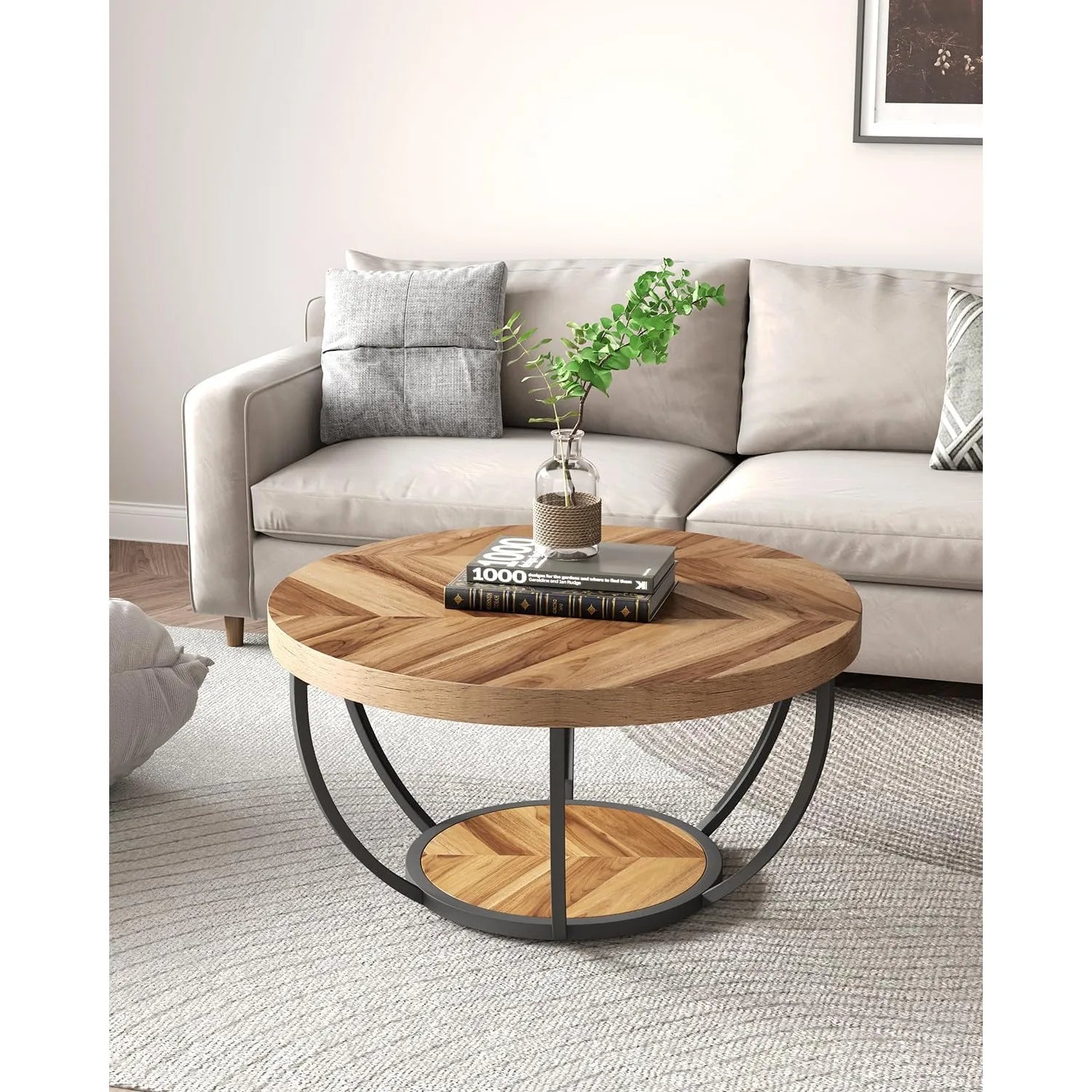 Industrial Wood Accent Coffee Table