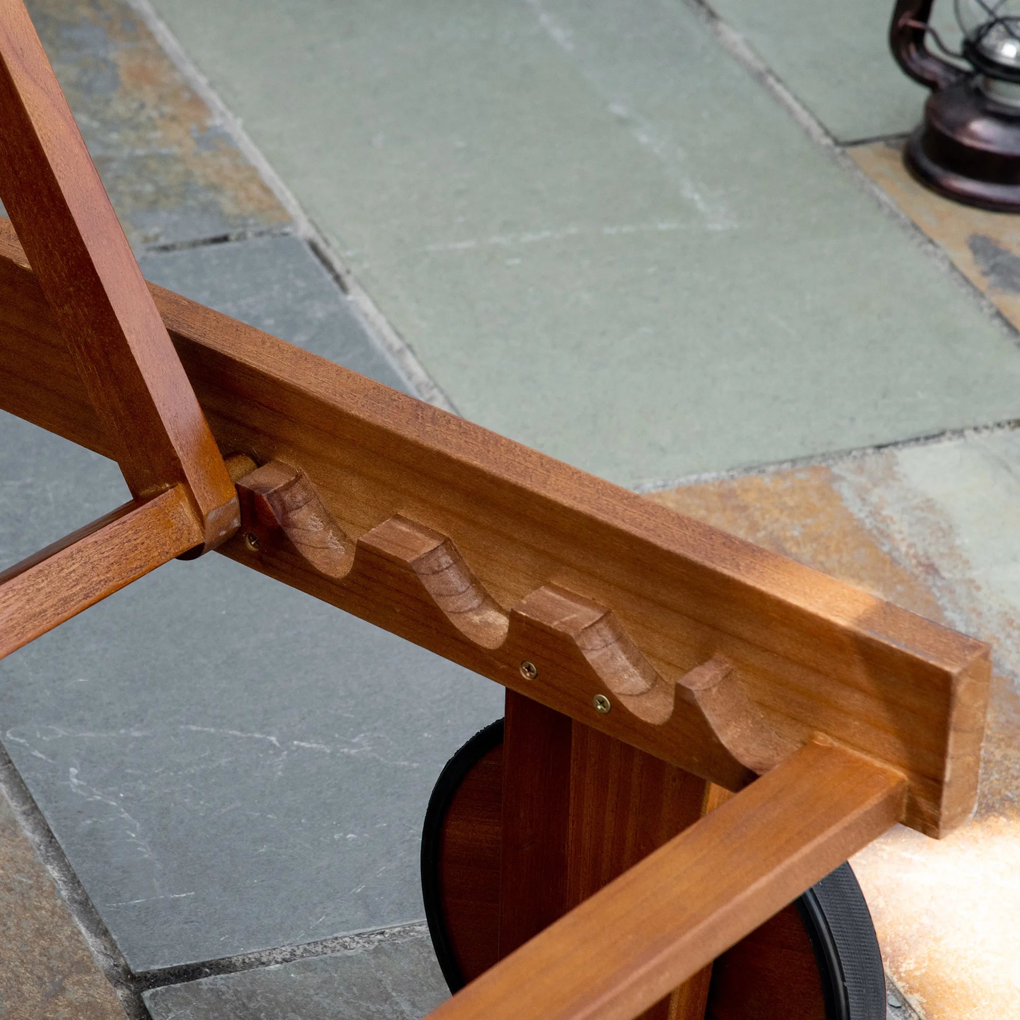 Outdoor Wooden Lounger With Wheels