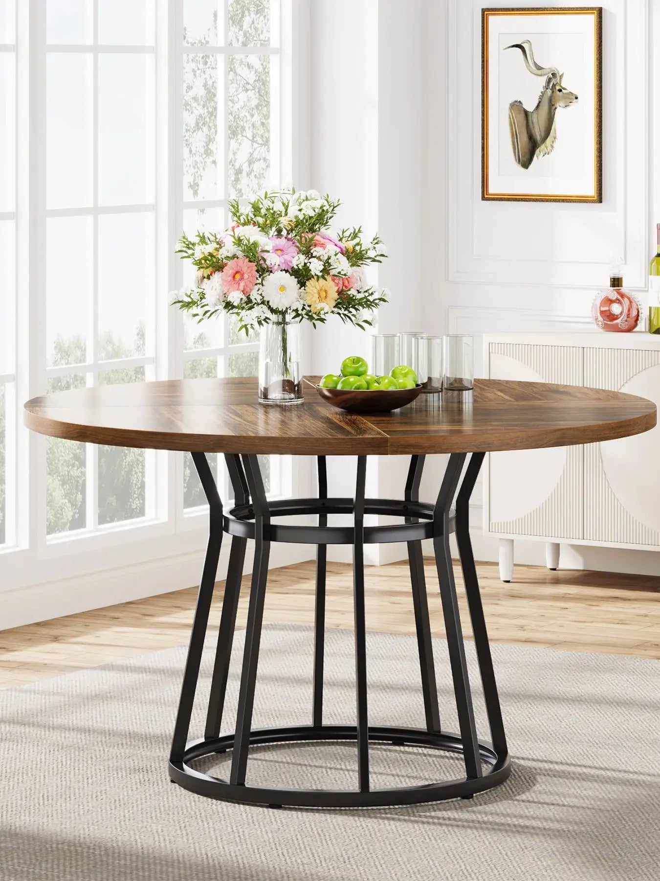 Circular Metal Base Dining Table
