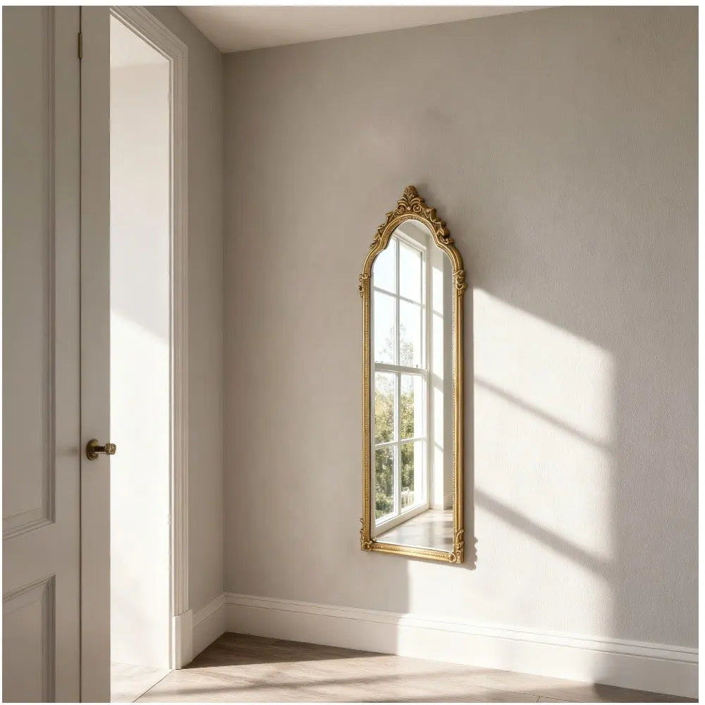 Arched Full Length Wall Mirror with Elegant Detail