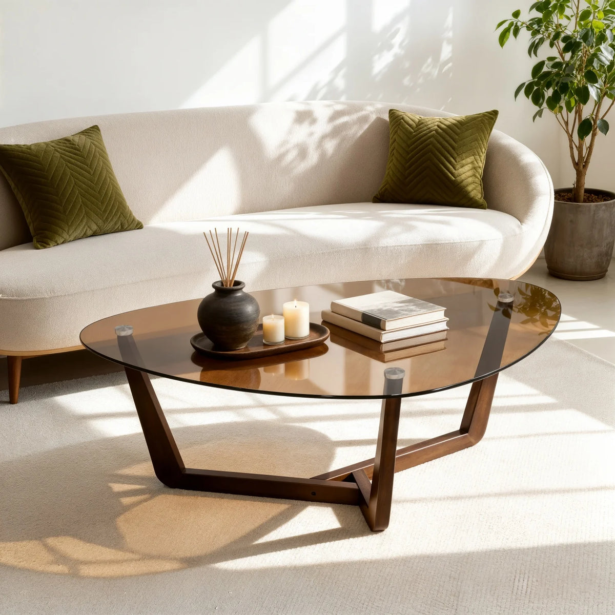 Triangular Smoked Coffee Table