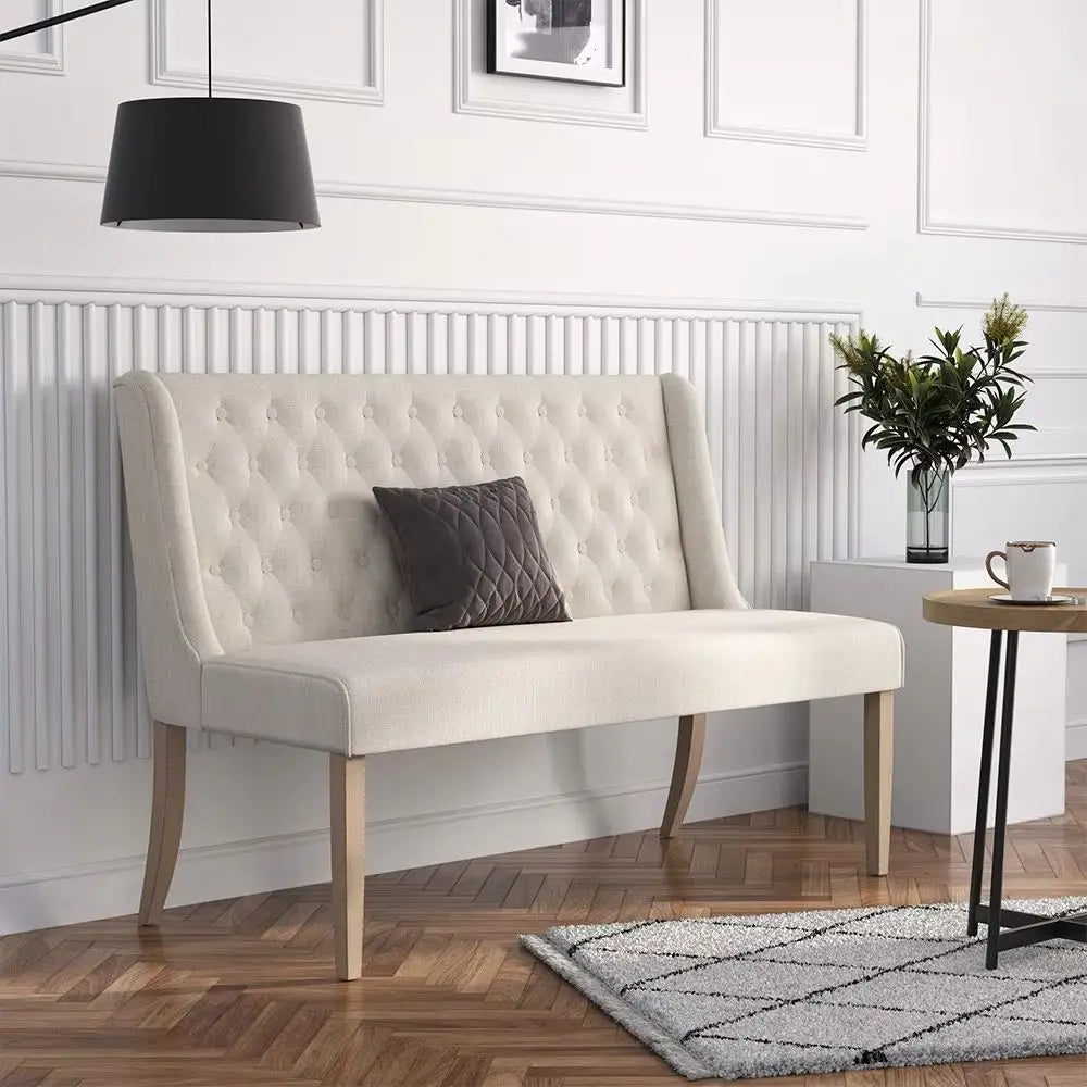 Beige Upholstered Bench