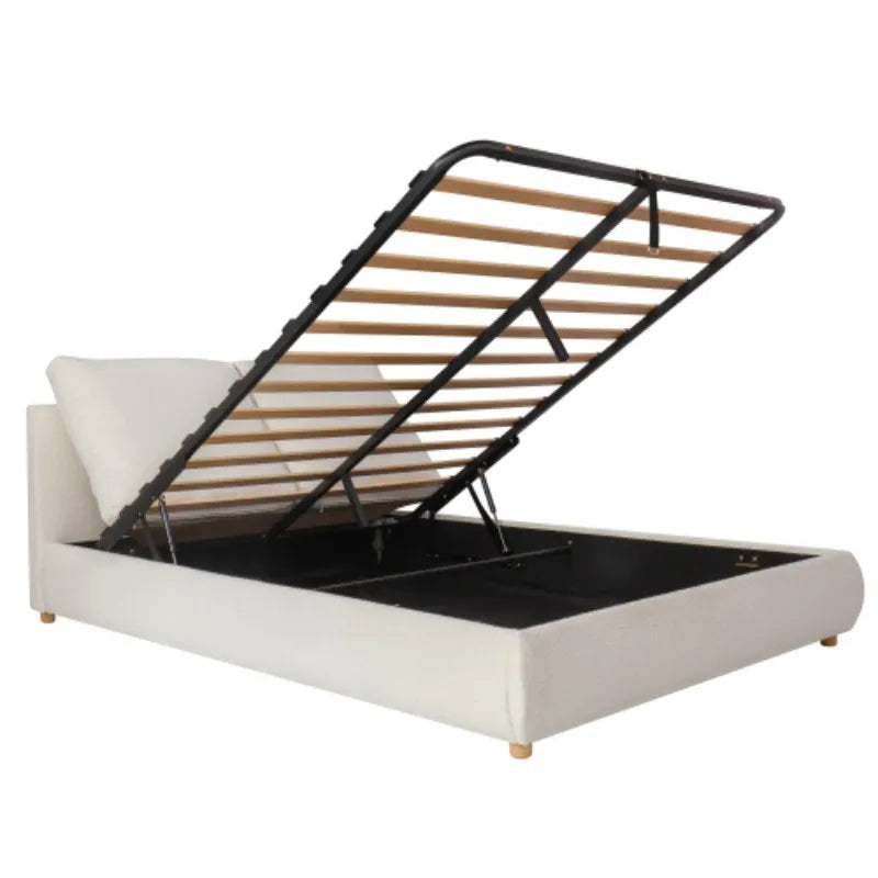 Boucle Ottoman Double Storage Bed