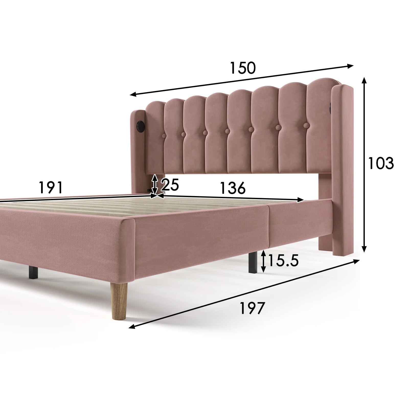Rosewood Double Pink Bed