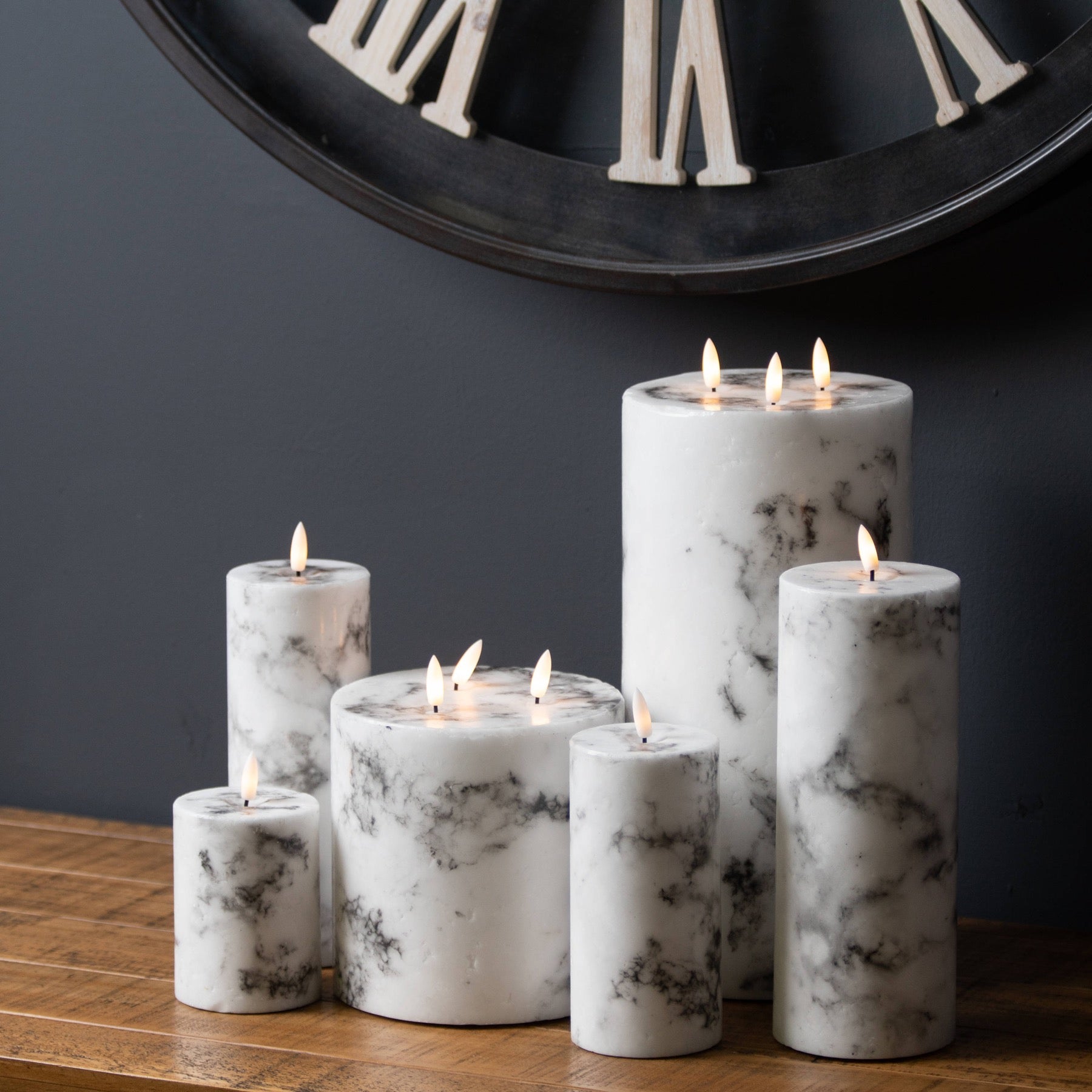 Luxury 3 wick Marble Effect LED Candle