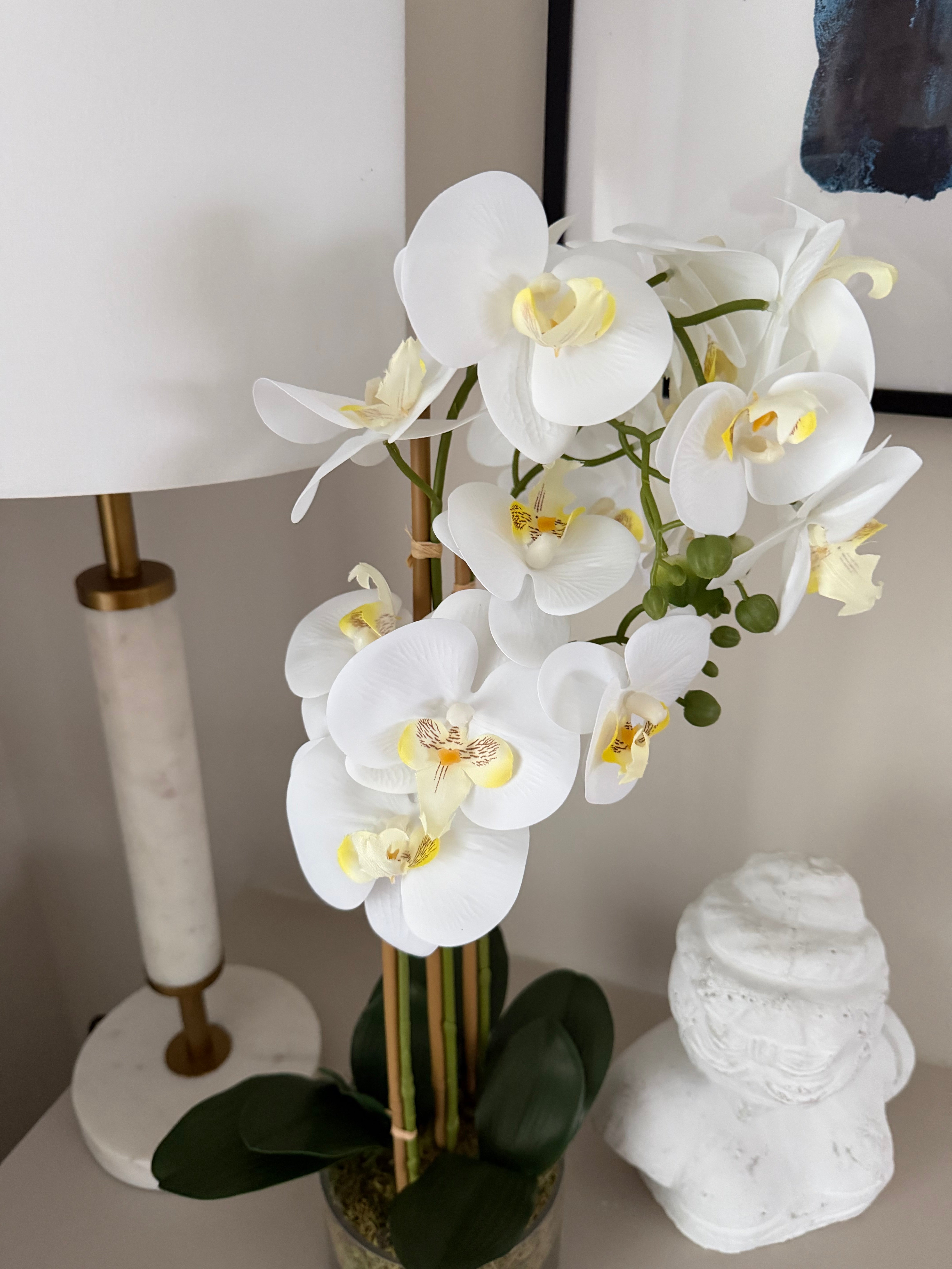 Faux Orchid 60cm In Glass Planter