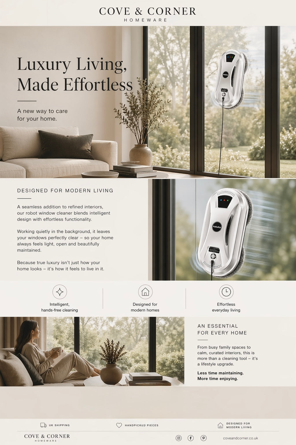 Cove & Corner Robot Window Glass Cleaner