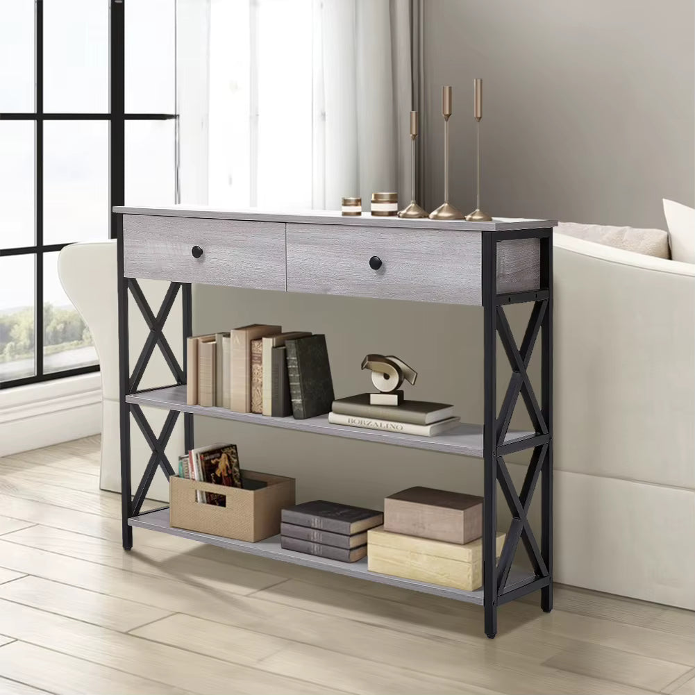 Rustic Grey Wooden Console Table