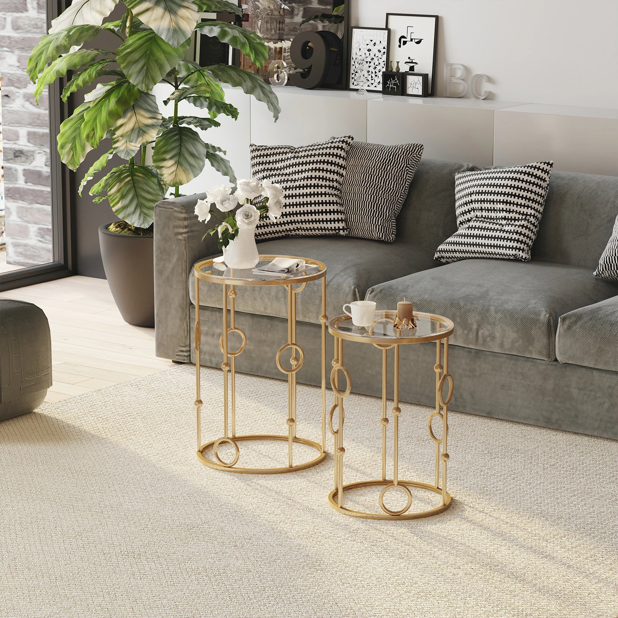 2 Gold Nesting Side Tables