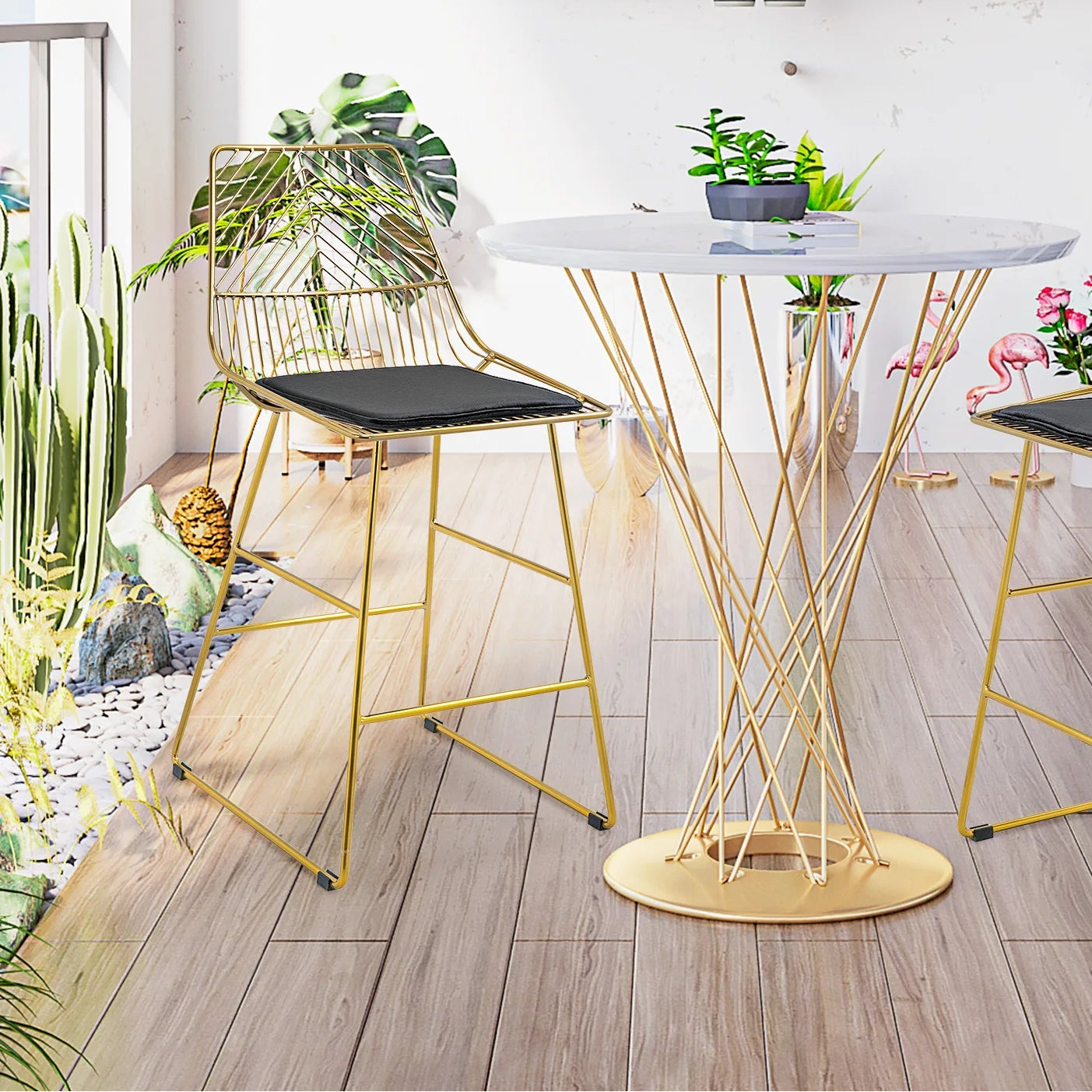 Pair of Geo Metal Barstools