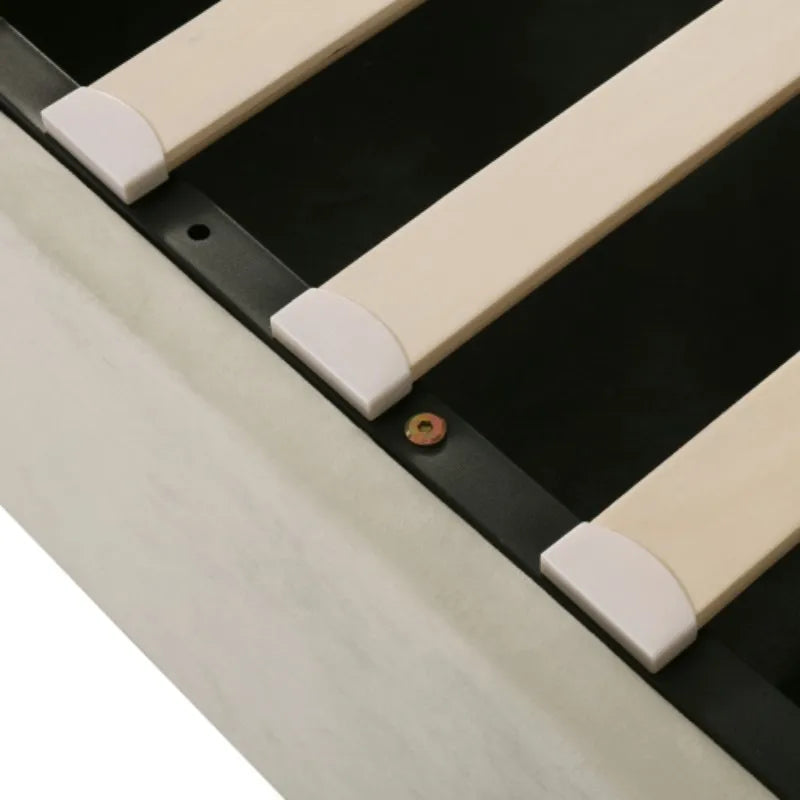 The Cove Studded Double Beige Storage Bed