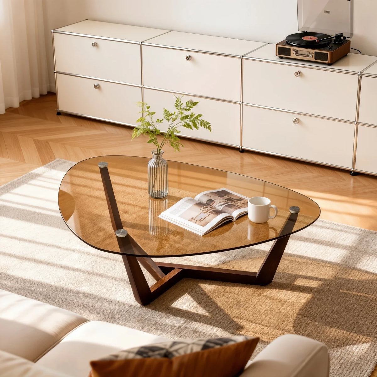 Triangular Smoked Coffee Table