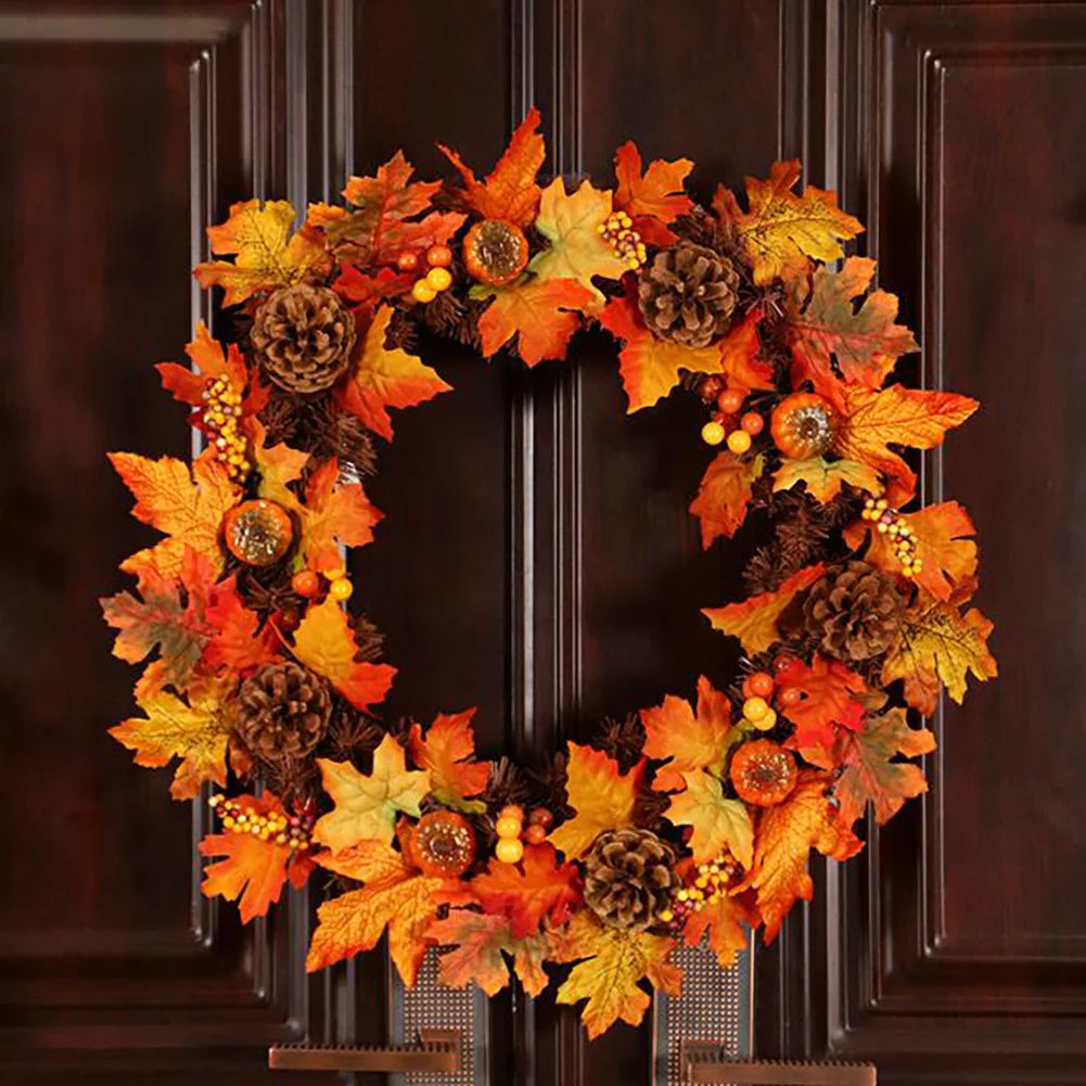 60CM Artificial Maple Leaf Autumn Wreath