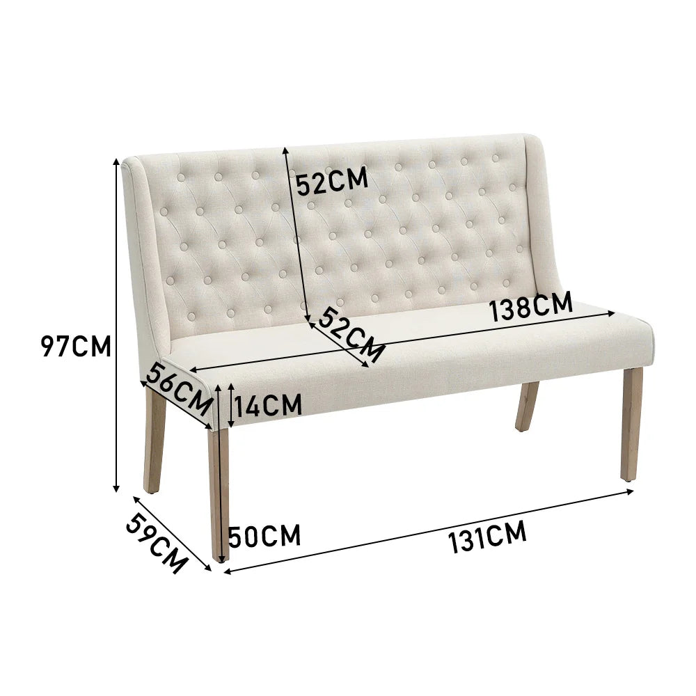 Beige Upholstered Bench