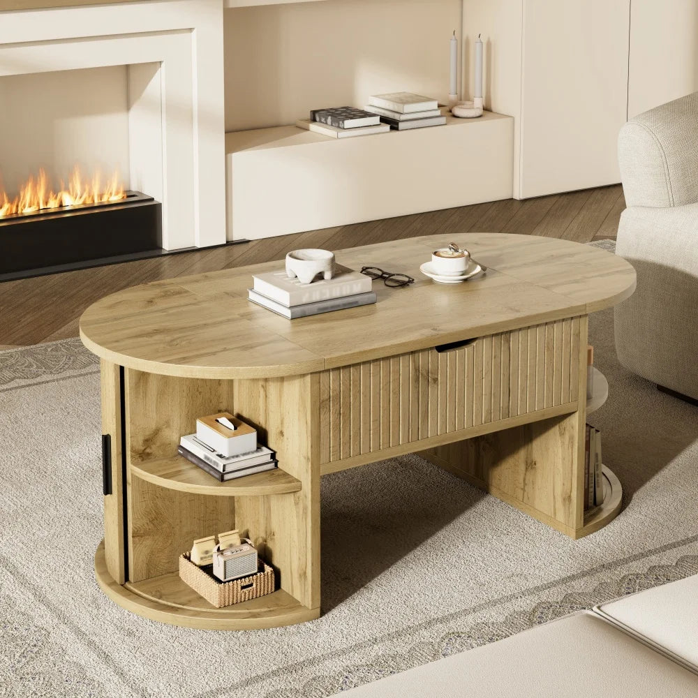 Oval Hidden Storage Coffee Table