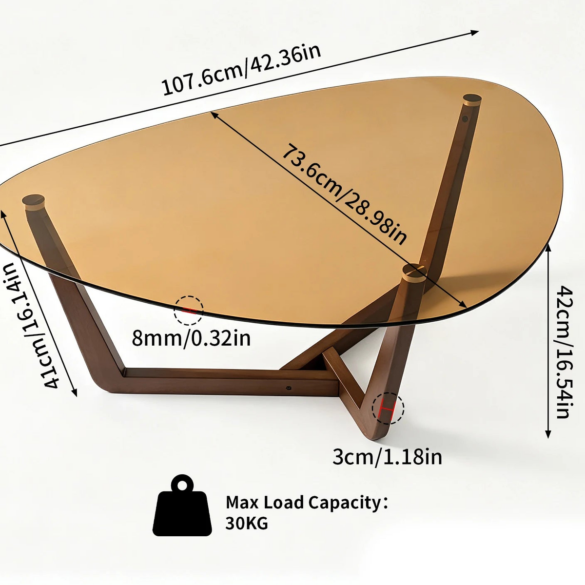Triangular Smoked Coffee Table