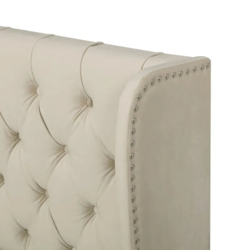 The Cove Studded Double Beige Storage Bed