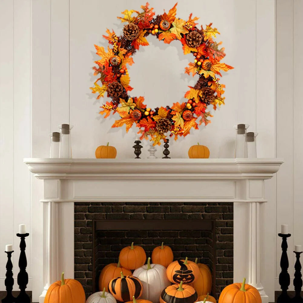 60CM Artificial Maple Leaf Autumn Wreath