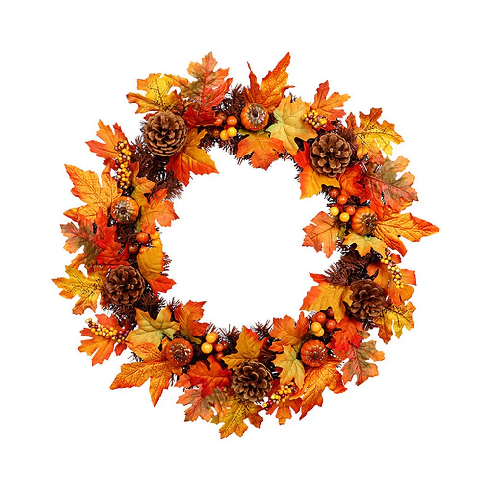 60CM Artificial Maple Leaf Autumn Wreath