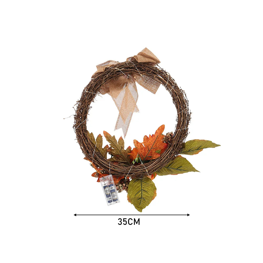 Artificial Sunflower Autumn Wreath with LED Lights