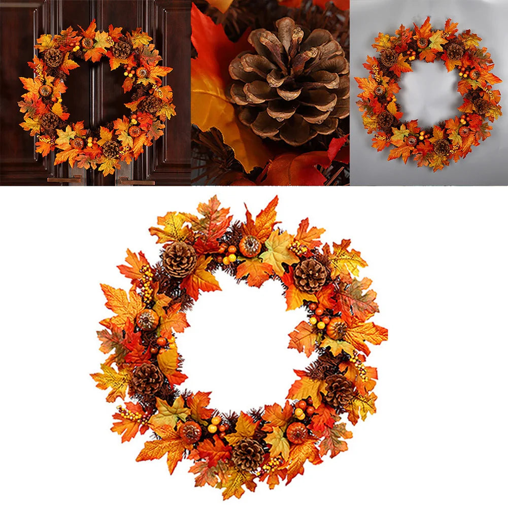 60CM Artificial Maple Leaf Autumn Wreath