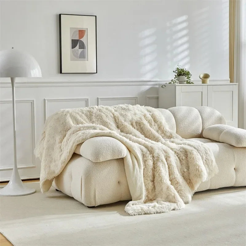 Plush double faux sheepskin throw
