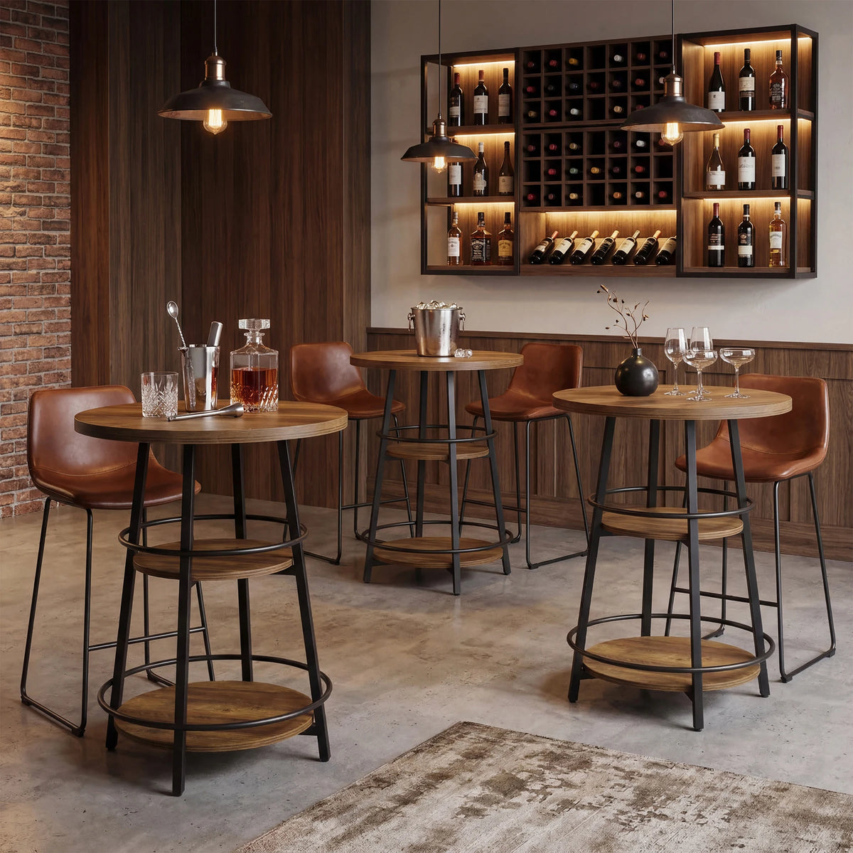 3-Tier Round Rustic Bar Table