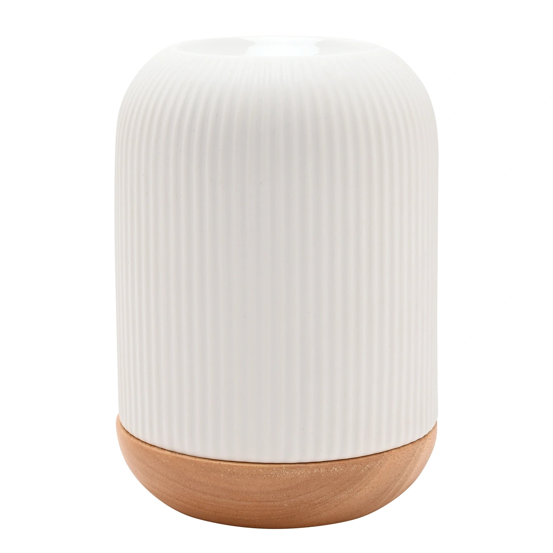 Ribbed white and wooded wax melt lamp