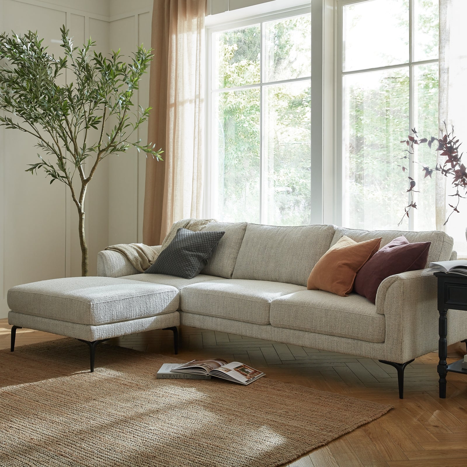 Zephra Three Seater Sofa With Footstool